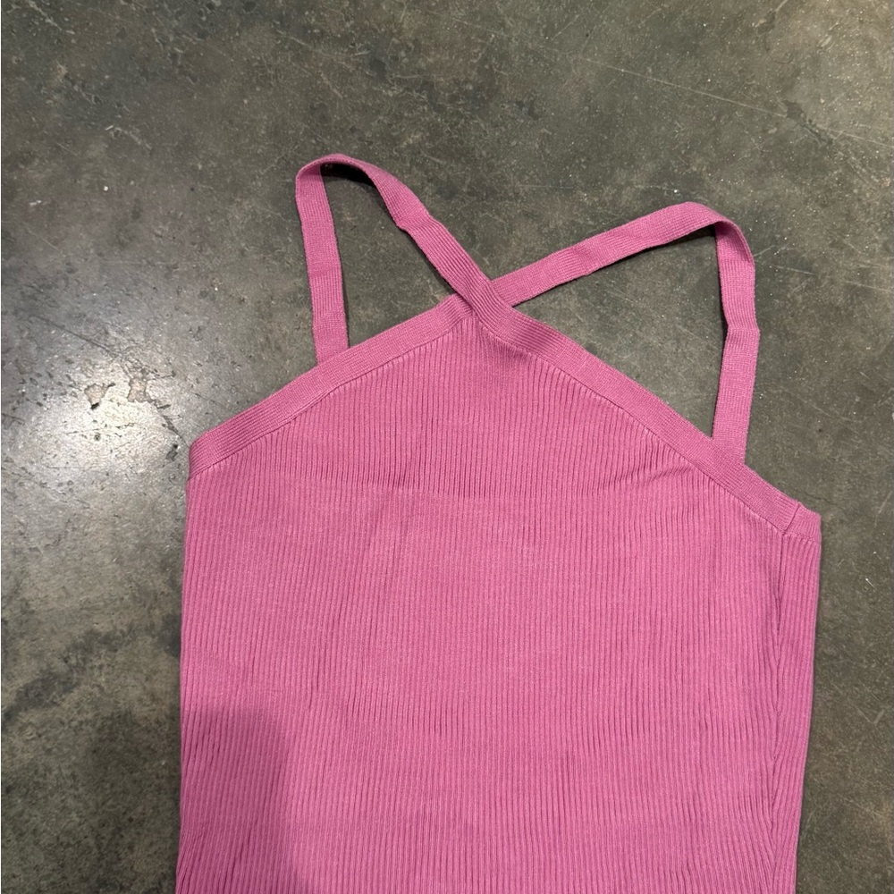 Purple Ribbed Cross Top